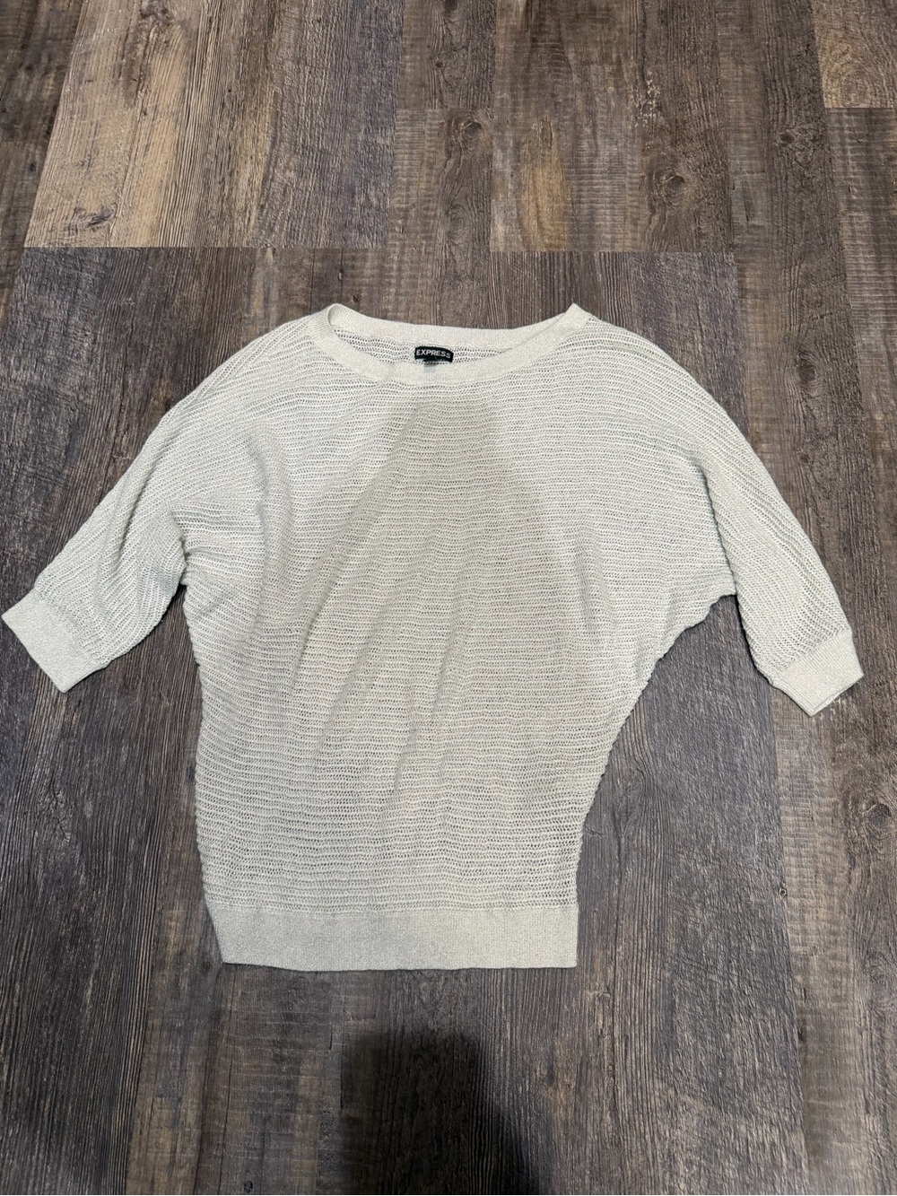 Express Women's Light Cream Scoop Neck Knit Sweater